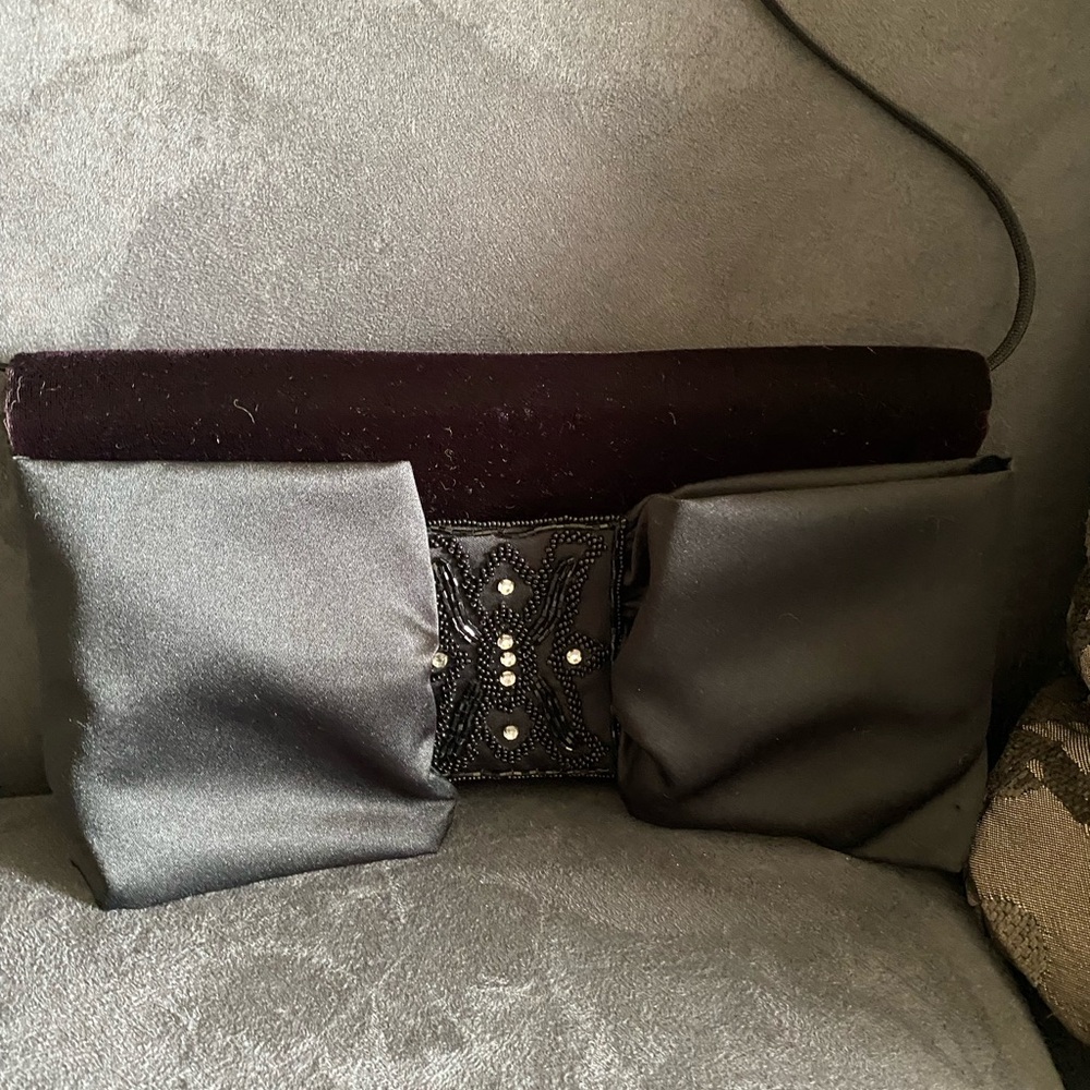 Elegant Black Clutch with Beaded Detail